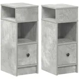 vidaXL Nachttische 2 Stk. mit Schublade Betongrau 25x31x66 cm