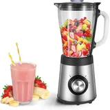 Standmixer Mixer Smoothie Maker mit 1,5 L Mixbehälter, Standmixer Hochleistungsmixer mit 4 Klingen, Smoothie Mixer, Blender mit Impuls/Ice-Crush Funktion, BPA frei