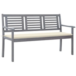 vidaXL Gartenbank 3-Sitzer-Gartenbank mit Auflage 150 cm Grau Eukalyptusholz (1-St) weiß 150 cm x 60 cm