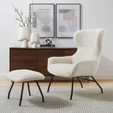 SalesFever Sessel mit Hocker Teddyfell 79 x 103 x 82 cm Beige