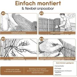 BooGardi Sichtschutzmatte 180 x 600 cm beige Schilfrohr
