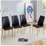 Powerwill Esszimmerstuhl Essstuhl 4er Set,Küchenstühle Kunstleder (Stilvolles Vintage Design, Eleganter Polsterstuhl, 4 St), für Esszimmer, Wohnzimmer, Büro, Schlafzimmer, Lobbys schwarz