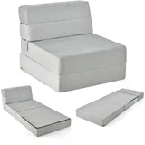 FANTASK 3 in 1 klappbares Schlafsofa, Klappmatratze, Schaumstoff extra dick (15cm), Sofabett, Bodenmatratze, Faltmatratze, Gästematratze mit abnehmbarem & waschbarem Bezug, 190 x 71 x 15 cm, Grau