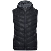 Ladies' Down Vest Ultraleichte sportliche Daunenweste mit Kapuze schwarz/grau, Gr. S