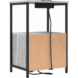 vidaXL Nachttisch mit Ladestation Grau Sonoma Holzwerkstoff