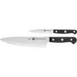 Zwilling Gourmet Messer-Set 2-teilig (Spick/Garniermesser 10 cm, Kochmesser 20cm), Rostfreier Spezialstahl, Ergonomischer Kunststoff-Griff, Schwarz - Made in Germany, FRIODUR eisgehärtete Klingen, Sonderschmelze