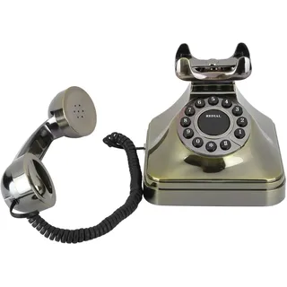 ASHATA Retro-Telefon, antikes Bronze-Festnetztelefon High Definition Call Desktop-Telefone mit großem für Home-Office-Dekoration