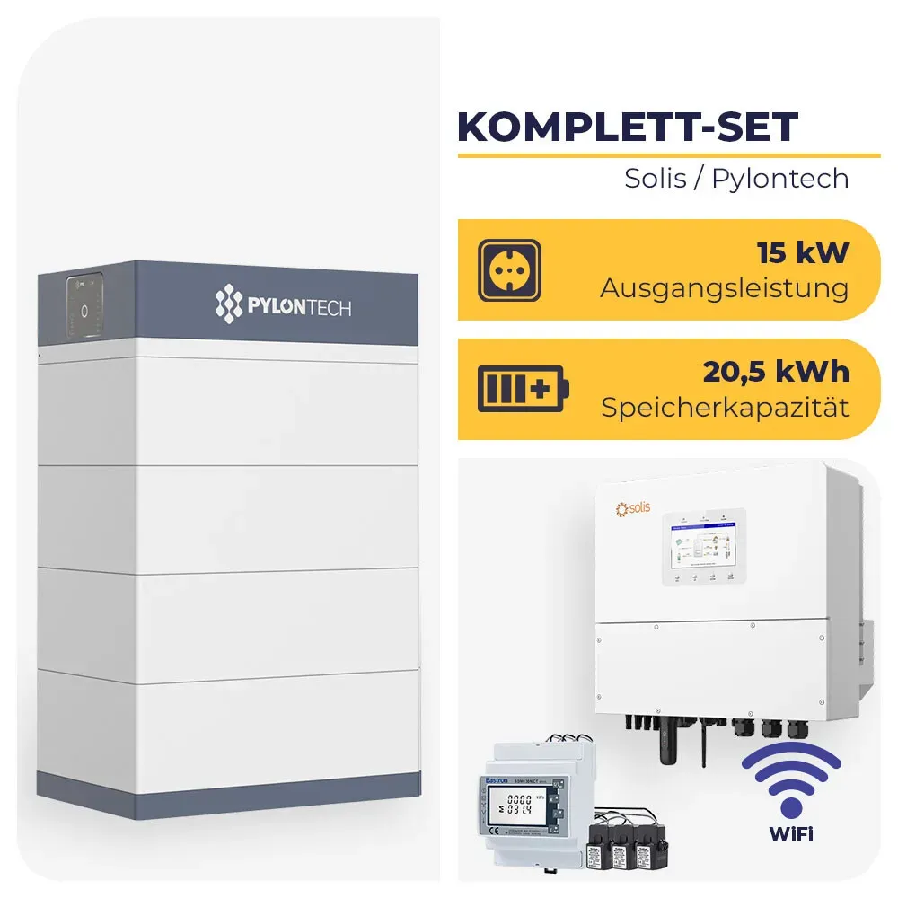 Solis S6-EH3P15K-H Hybrid-Wechselrichter 15 kW mit 20,5 kWh Pylontech Force H3