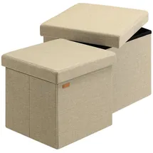 CASARIA Sitzhocker 2er-Set Beige 38x38x38cm Faltbar