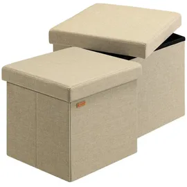CASARIA Sitzhocker 2er-Set Beige 38x38x38cm Faltbar