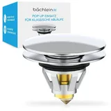 Bächlein Universeller Pop Up Waschbeckenstöpsel - Abflusssieb in Chrom für Waschtische - 36-38 mm Abfluss Ablauf Ventil-Stopfen mit Haarsieb