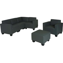 MCW Modular Sofa-System Couch-Garnitur Lyon 4-1-1, Kunstleder ~ dunkelgrau