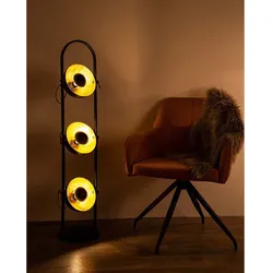 Stehleuchte Lampe Schwarz-Gold Spots verstellbar Schlafzimmerlampe H 117 cm