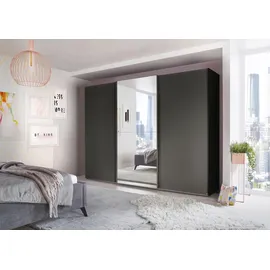 Set One by Musterring Schwebetürenschrank "Henderson", grau (graphit), B:301cm H:223cm T:68cm, Holzwerkstoff, SET ONE BY MUSTERRING, Schränke, Schwebetürenschrank, mit Spiegel, inkl. Fachböden und Kleiderstangen