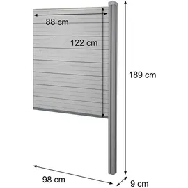 Mendler WPC-Sichtschutz Sarthe, Zaun Windschutz, WPC-Pfosten zum Einbetonieren ~ Erweiterungselement schmal, 98cm anthrazit