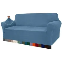 luxuskollektion Sofahusse Jacquard Stretch Azurblau 3 Sitzer
