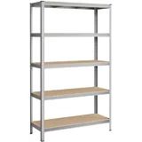 Songmics Schwerlastregal Holz 200 x 120 x 60 cm silber