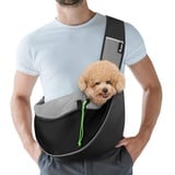 Pawaboo Hundetragetasche, Hundetasche, Verstellbare Tragetasche Hund, Haustier Umhängetasche Transporttasche für Haustiere, Hunde Tragetaschen Tragetücher für Spaziergang Outdoor Reisen - M, Schwarz