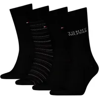 Tommy Hilfiger Herren Socken Streifen 4er Pack Geschenkpackung - Black - 43-46