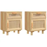 vidaXL Nachttische 2 Stk. Braun Massivholz Kiefer und Natur-Rattan