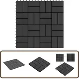 Terrassenfliesen 11 Stück Wpc 30 X 30 Cm 1 Qm Schwarz - Terrassenfliesen - Wpc-fliesen - Gartenmöbel - Balkonterrasse - Outdoor Dekoration
