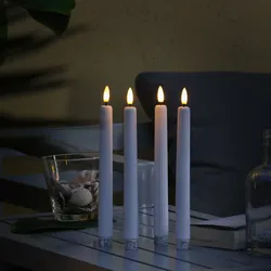 LED Stabkerzen LIV - LED Tafelkerzen mit Rillen - Kunststoff - H: 25cm - Timer -...