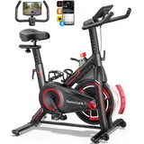 Toputure Heimtrainer Fahrrad mit APP, Leises Hometrainer, 0-100% Magnetwiderstand, 15KG Schwungrad, Bis 150KG, Ergometer Exercise Bike mit LCD-Monitor, Tablet-Halter, Getränkehalter