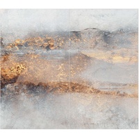 Duschrückwand - Elisabeth Fredriksson - Gold-Grauer Nebel, Material:Alu-Dibond Matt Schutzlackiert 3 mm, Größe HxB:2-teilig à 200x110 cm
