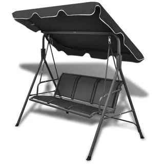 vidaXL Hollywoodschaukel mit Dach schwarz  3-Sitzer