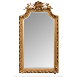 Casa Padrino Barock Spiegel Gold mit Engelsfiguren 100 x H. 175 cm - Antik Stil Möbel Wandspiegel