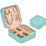 Aucuu Schmuckkasten, Schmuckkästchen Klein Reise für Damen Mädchen, Reiseschmuckaufbewahrung, Schmuckschatulle,Schmuck-Organizer, Schmuckbox, Jewelry Box, Schmuckaufbewahrung, Blau