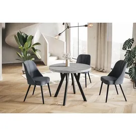 alpi möbel OVO Ø 100-200 cm grau/schwarz