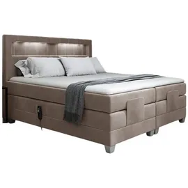 Fun Möbel Boxspringbett Elektrisch Bett DAVIDE 180x200cm in Stoff Fresh Macchiato