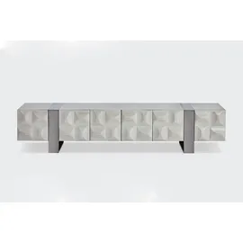 KAWOLA MARGO Lowboard 200/42 cm Grau/Edelstahl gebürstet