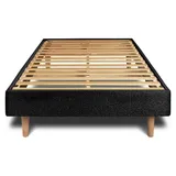 Lattenrost – Bouclé-Stoff– Bausatz zur Selbstmontage - 90x190 cm - Schwarz