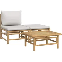 vidaXL Garten-Lounge-Set 3-tlg. grau Bambus