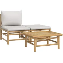 vidaXL Garten-Lounge-Set 3-tlg. grau Bambus