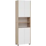 Schildmeyer Hochschrank Juba Eiche hell Dekor/weiß matt, 57 x 33 x 186,5 cm