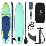 WKERSIY SUP Board Aufblasbar 335cm - Allround Stand Up Paddling Board Set, Stabil & Leicht, inkl. Verstellbarem Paddel, Pumpe, Rucksack & Leash, iSUP für Profis & Anfänger (Grün)