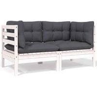 vidaXL 2-Sitzer Loungesofa weiß inkl. Kissen 806647