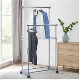 Hti-Living Rollkleiderständer 2-stufig 80 x 40 x 160 grau
