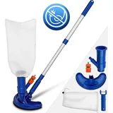 tillvex Pool Bodensauger Set | Poolsauger mit Saugbürste Teleskopstange Auffangsack Gartenschlauch-Anschluss Sauger | Venturibodensauger Reinigung...