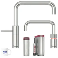Quooker Nordic Square Twintaps Voll Edelstahl Wasserhahn PRO3 Sprudelwasser CUBE
