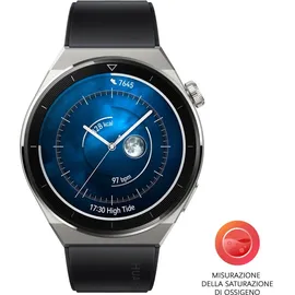 Huawei Watch GT 3 Pro 46 mm titangrau Flouroelastomer Armband schwarz