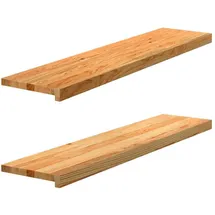 vidaXL Fensterbänke 2 Stk. Hellbraun 110x25x2 cm Massivholz Eiche
