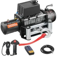 Vevor Elektrische Seilwinde, 5400 kg, 12 V DC LKW-Winde mit Φ 9,1 mm x 26 m Stahlseil, kabellose & kabelgebundene Fernbedienung, geeignet zum Abschleppen von SUV, Jeep, Anhänger, Boot, Geländewagen