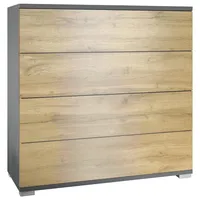 Vladon Kommode, Eiche San Remo, 76x76x35 cm, Wohnzimmer, Kommoden