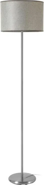Interiors by Premier Standlampe mit grauem Schirm, Standfuß aus poliertem Edelstahl und Waffengewebe, H 158 cm x T 36 cm