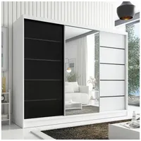 A&J MöbelLand Schiebetürenschrank AURELIA 2 200 x 0 x 0 cm Weiß/Schwarz