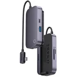 Baseus PadJoy 6-Port Type-C HUB Adapter Dark gray (USB-C, 6 Ports), Dockingstation + USB Hub, Grau